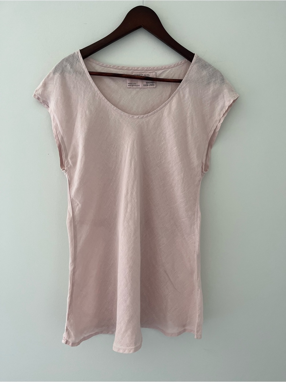 Grizas 100% Linen Blush Pink Relaxed Fit Top Size M European Linen - Picture 2 of 5